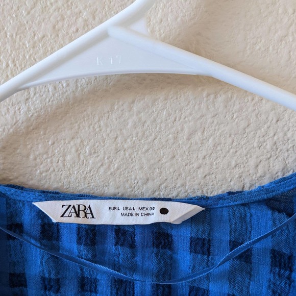 Zara Women's size L Large Double Breasted Plaid Wrap Mini Dress - Picture 4 of 8